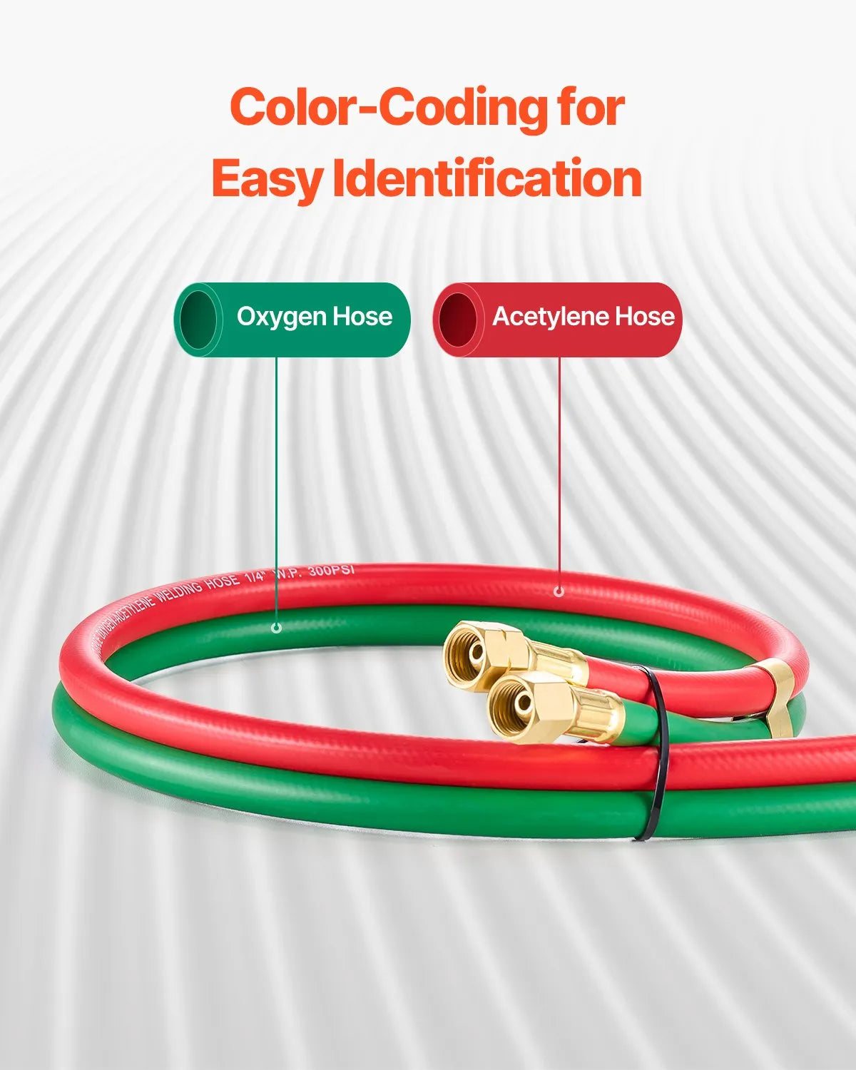 VEVOR Oxygen Acetylene Twin Welding Hose | 1/4" ID | 300 PSI | T Grade | 15 ft, 25 ft & 50 ft