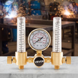 Dual Output Argon Flow Meter Regulator with Dual 6.6 ft Hoses – CGA580 TIG MIG Welding Gas Regulator