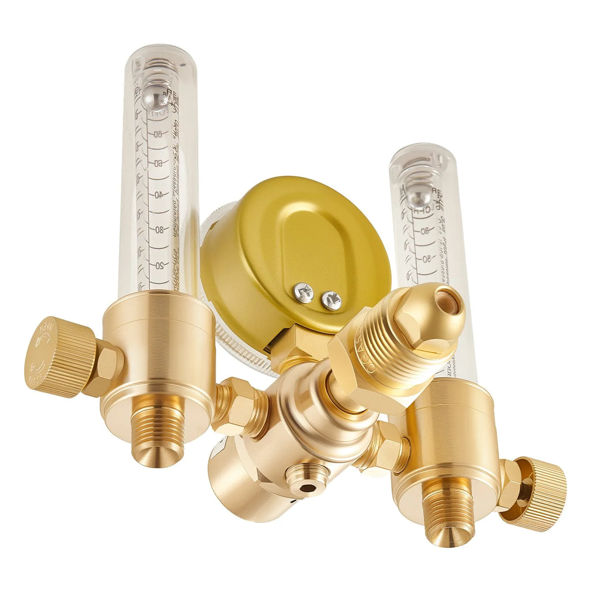 Dual Output Argon Flow Meter Regulator with Dual 6.6 ft Hoses – CGA580 TIG MIG Welding Gas Regulator