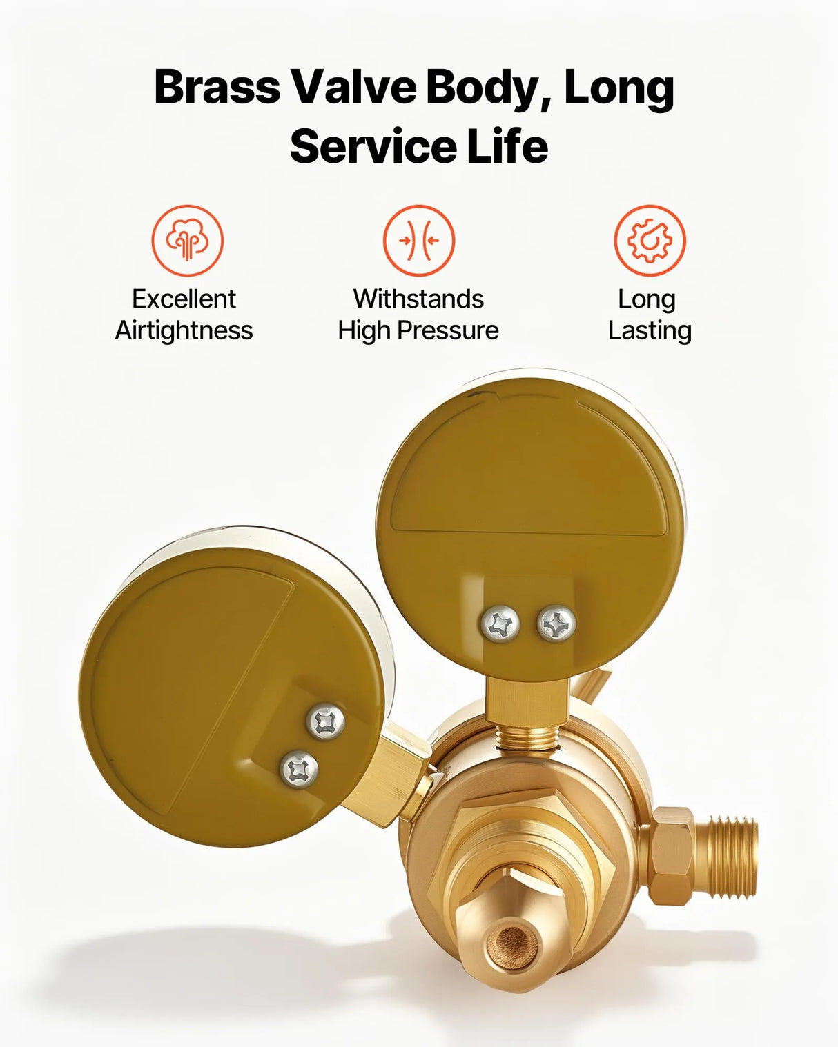 VEVOR Argon CO₂ Regulator with 8.2 ft Hose, Dual Gauges, CGA-580 Inlet, 0–60 SCFH Flow Meter for MIG & TIG Welding
