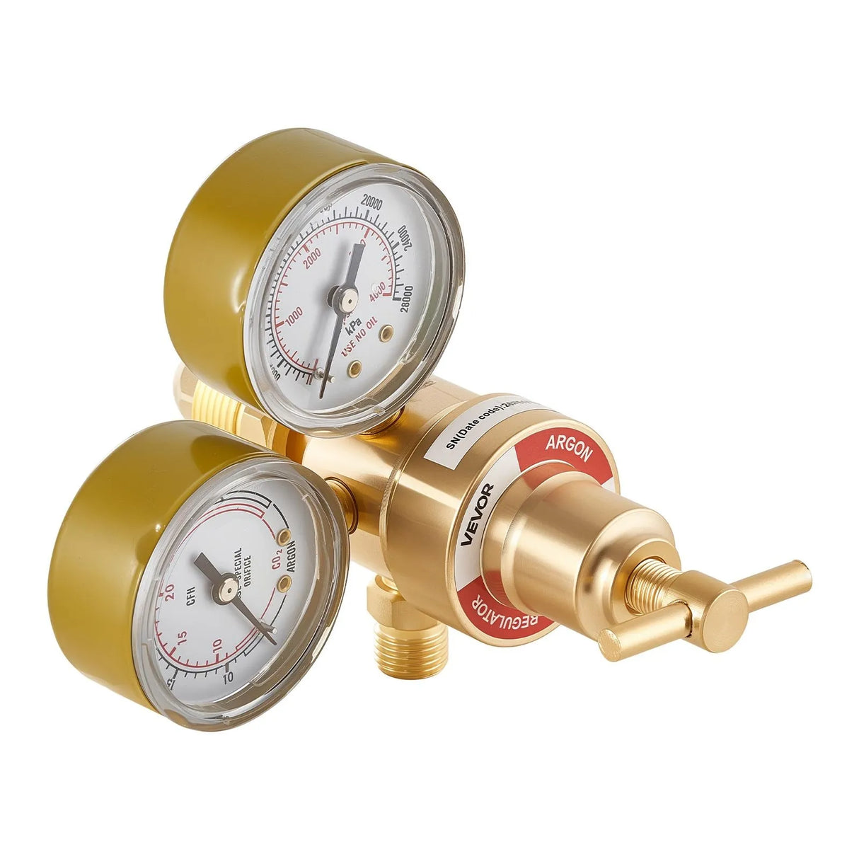 VEVOR Argon CO₂ Regulator with 8.2 ft Hose, Dual Gauges, CGA-580 Inlet, 0–60 SCFH Flow Meter for MIG & TIG Welding