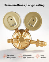 VEVOR Oxygen & Acetylene Regulator Set with Gauges, CGA-540/CGA-510 Connections, Brass Gas Pressure Regulators for Welding, Cutting & Brazing