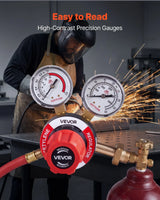 VEVOR Acetylene Regulator, 0–500 PSI Gas Pressure Regulator with Dual Gauges, CGA-510 Inlet & 9/16"-18 LH Outlet for Welding & Cutting