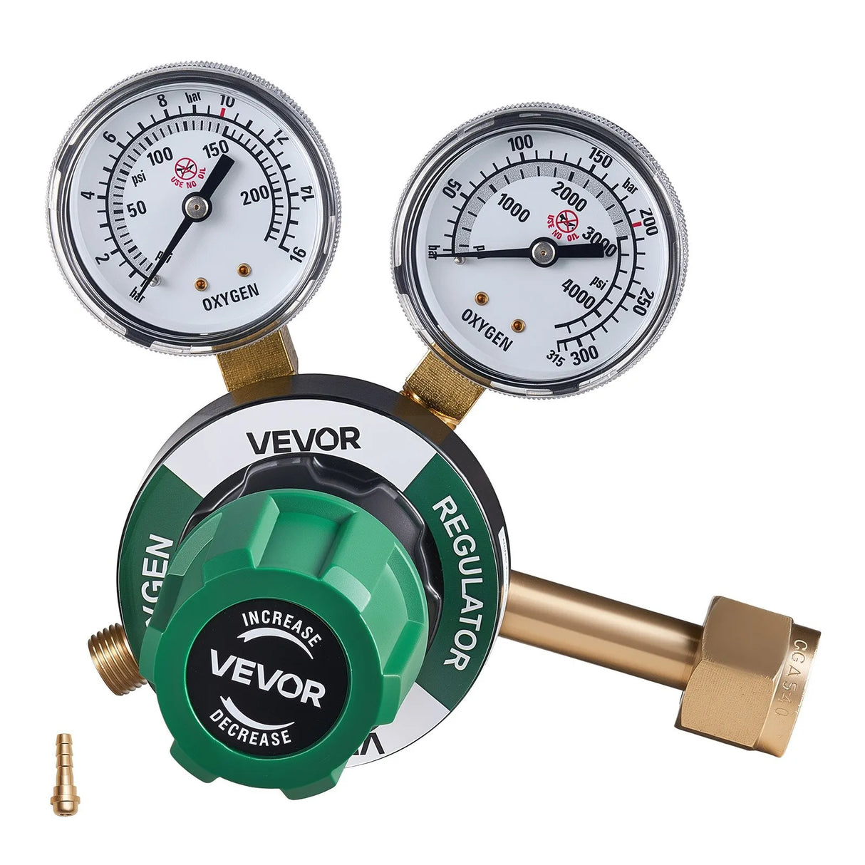 VEVOR Oxygen Regulator, 0–4000 PSI Gas Pressure Regulator with Dual Gauges, CGA-540 Inlet & 9/16"-18 RH Outlet for Welding & Cutting