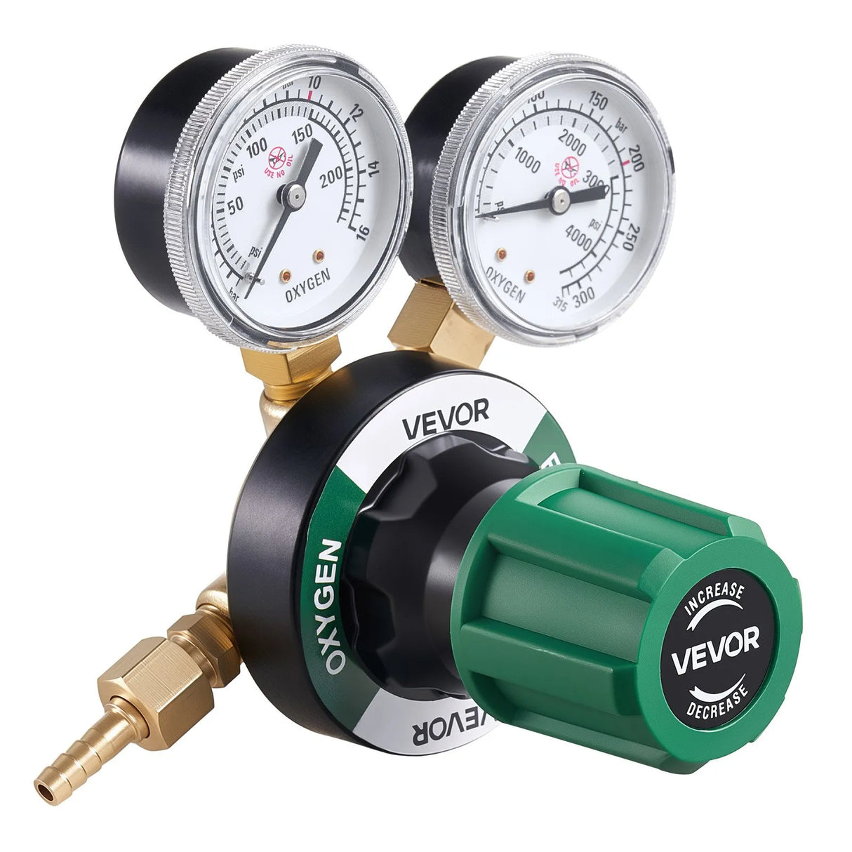 VEVOR Oxygen Regulator, 0–4000 PSI Gas Pressure Regulator with Dual Gauges, CGA-540 Inlet & 9/16"-18 RH Outlet for Welding & Cutting