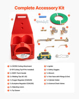 VEVOR Oxygen Acetylene Torch Kit with Check Valves & Cylinder Holder, 15 Ft Twin Hose, Welding & Cutting Outfit
