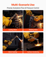 VEVOR Oxygen Acetylene Torch Kit with Check Valves & Cylinder Holder, 15 Ft Twin Hose, Welding & Cutting Outfit