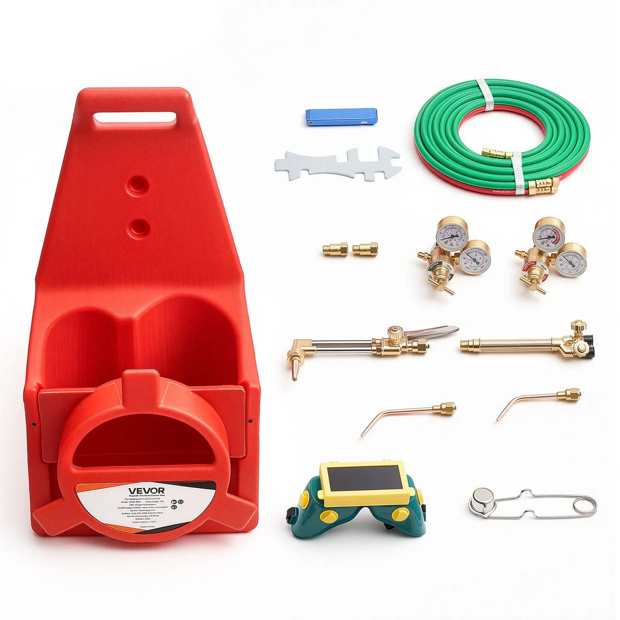VEVOR Oxygen Acetylene Torch Kit with Check Valves & Cylinder Holder, 15 Ft Twin Hose, Welding & Cutting Outfit