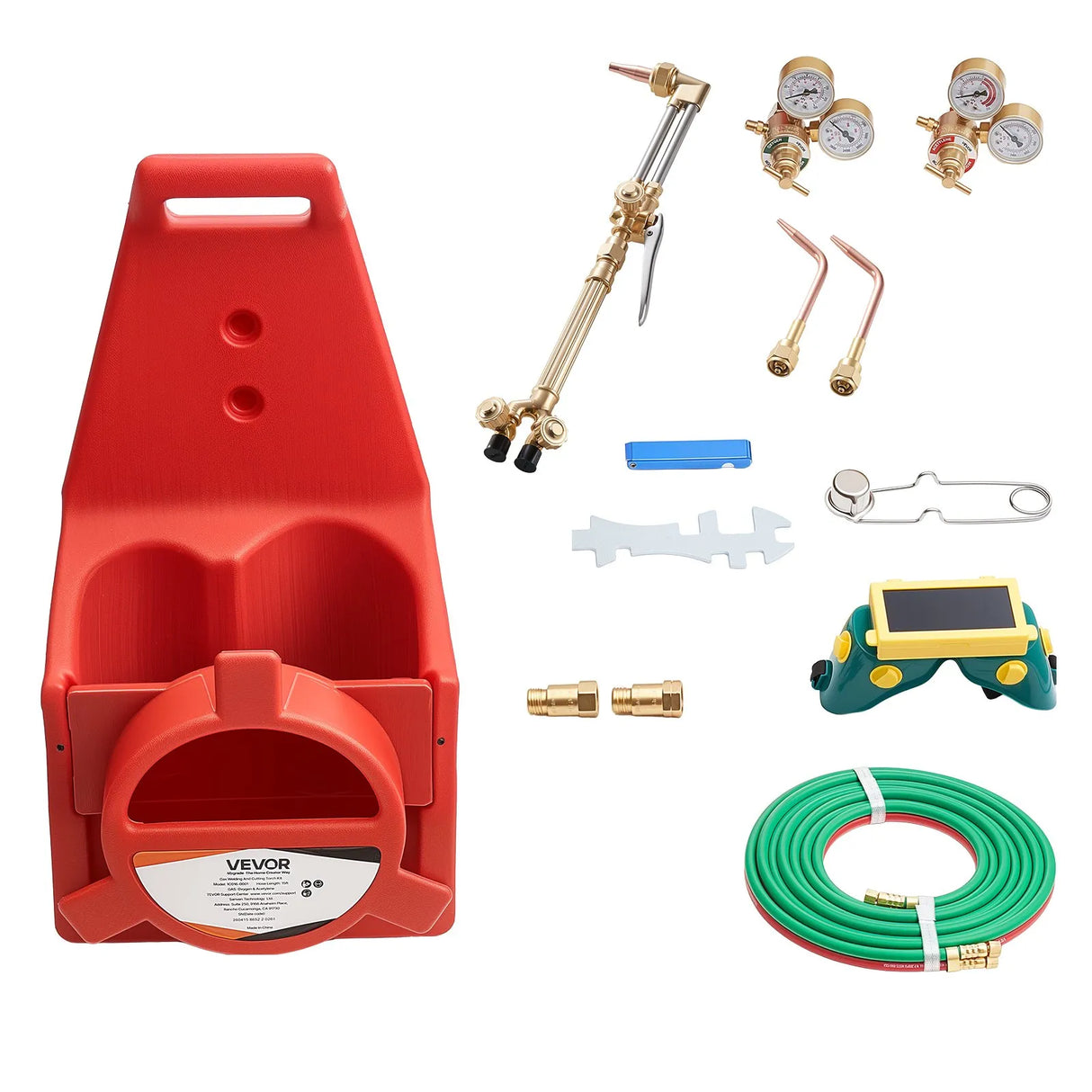 VEVOR Oxygen Acetylene Torch Kit with Check Valves & Cylinder Holder, 15 Ft Twin Hose, Welding & Cutting Outfit